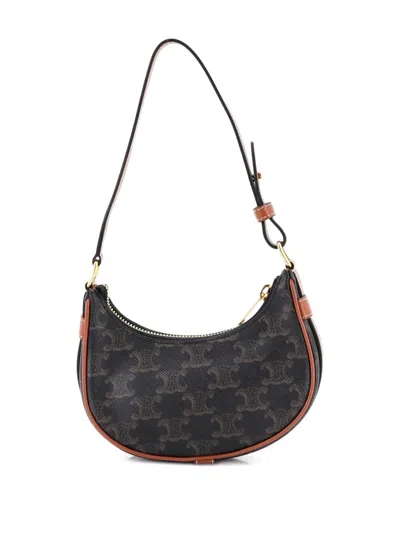 Pre-owned Celine Ava Bag Triomphe Coated Canvas Mini Shoulder Bag In Brown