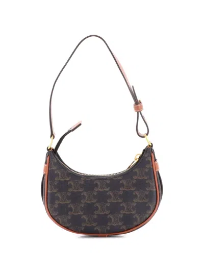 Pre-owned Celine Ava Bag Triomphe Coated Canvas Mini Shoulder Bag In Brown