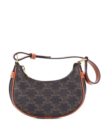 Pre-owned Celine Ava Bag Triomphe Coated Canvas Mini Shoulder Bag In Brown