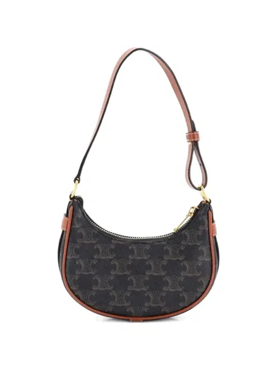 Pre-owned Celine Ava Bag Triomphe Coated Canvas Mini Shoulder Bag In Brown