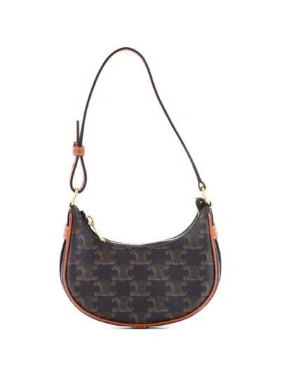 Pre-owned Celine Ava Bag Triomphe Coated Canvas Mini Shoulder Bag In Brown