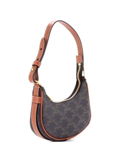 Pre-owned Celine Ava Bag Triomphe Coated Canvas Mini Shoulder Bag In Brown