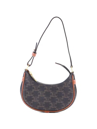 Pre-owned Celine Ava Bag Triomphe Coated Canvas Mini Shoulder Bag In Brown