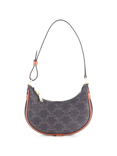 Pre-owned Celine Ava Bag Triomphe Coated Canvas Mini Shoulder Bag In Brown