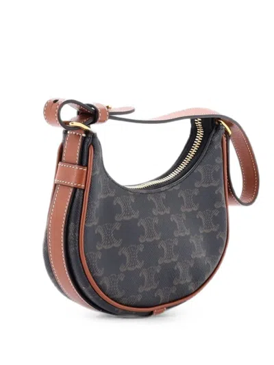 Pre-owned Celine Ava Bag Triomphe Coated Canvas Mini Shoulder Bag In Brown