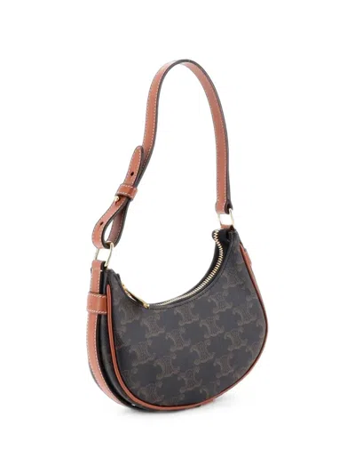 Pre-owned Celine Ava Bag Triomphe Coated Canvas Mini Shoulder Bag In Brown