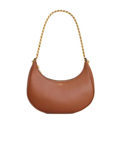 Celine Ava Medium Smooth Cow Leather Chain Handbag In Brown