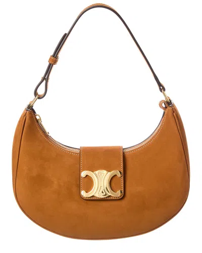 Celine Ava Medium Suede Shoulder Bag In Brown