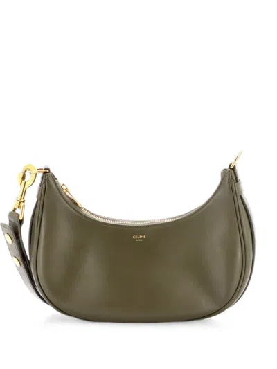 Pre-owned Celine Ava Strap Bag Leather Medium Hobo Bag In Green