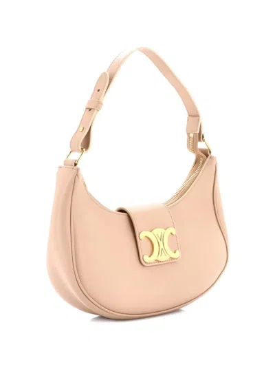 Pre-owned Celine Ava Triomphe Bag Leather Shoulder Bag In Neutral