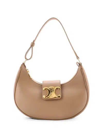 Pre-owned Celine Ava Triomphe Bag Leather Shoulder Bag In Neutrals