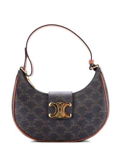 Pre-owned Celine Ava Triomphe Bag Triomphe Coated Canvas Shoulder Bag In Brown