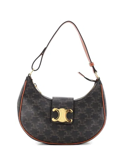 Pre-owned Celine Ava Triomphe Bag Triomphe Coated Canvas Shoulder Bag In Brown