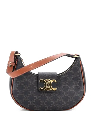Pre-owned Celine Ava Triomphe Bag Triomphe Coated Canvas Shoulder Bag In Brown