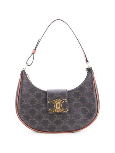 Pre-owned Celine Ava Triomphe Bag Triomphe Coated Canvas Shoulder Bag In Brown