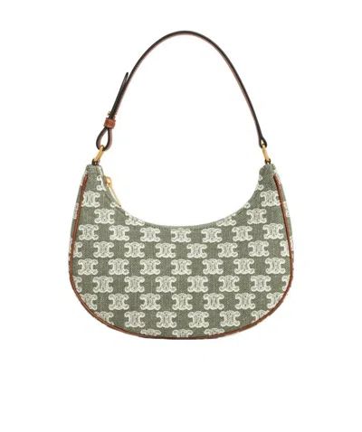 Celine Ava Triomphe Embroidered Fabric Handbag In Multicolor