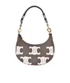 Celine Ava Triomphe Embroidered Shoulder Bag In Green