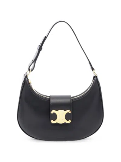 Celine Ava Triomphe Shoulder Bag In Black