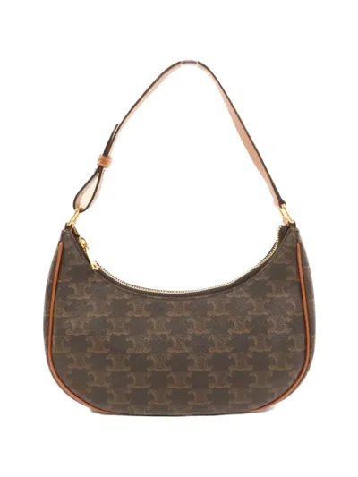 Pre-owned Celine Ava Triomphe Shoulder Bag In Brown