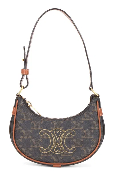 Pre-owned Celine Ava Triomphe Shoulder Bag In Brown