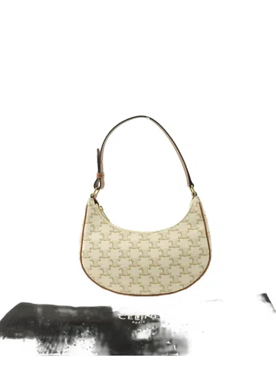 Pre-owned Celine Ava Triomphe Shoulder Bag In Neutral