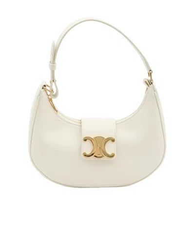 Celine Ava Triomphe Shoulder Bag In White