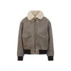 Celine Shearling Collar Leather Jacket With Adjustable Strap