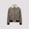 Celine Shearling Collar Leather Jacket With Adjustable Strap In Brown