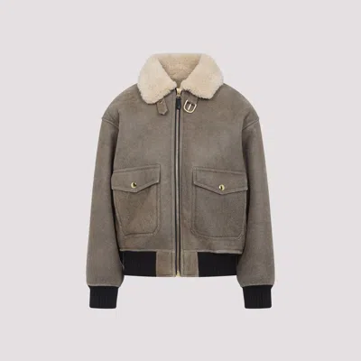 Celine Aviator Jacket With Shearling Collar In Brown