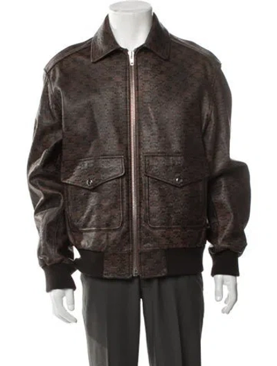 Pre-owned Celine Aviator Triomphe Bomber Jacket W/ Tags In Brown