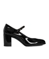 Celine Perforated Triomphe Logo Block Heel Pumps In Black