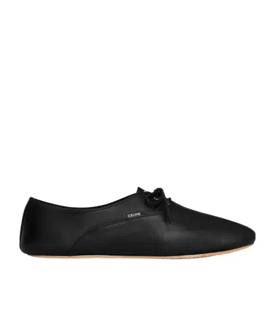 Celine Ballet Lace-up Shoe In Lambskin In Black