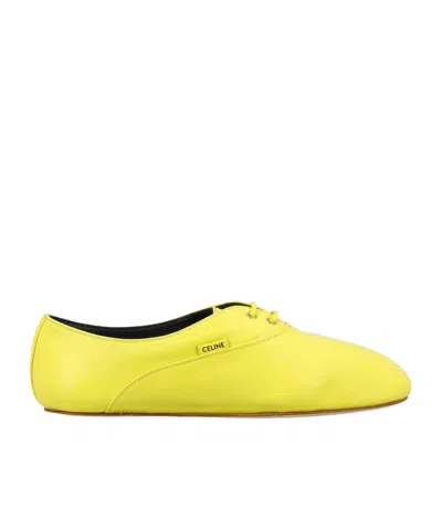 Celine Ballet Lace-up Shoes In Yellow