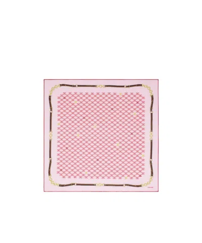 Celine Bandana In Heritage Silk Twill In Wisteria/red/lipstick