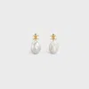 Celine Maillon Triomphe Gold Brass And Pearl Baroque Earrings In 01gi