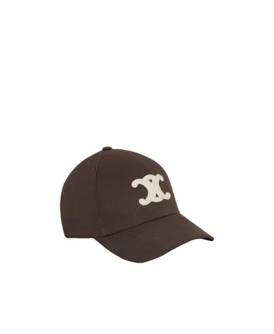 Celine Baseball Cap In Triomphe Cotton In Brown