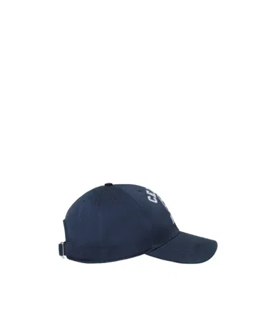 Celine Baseball Cap In Washed Cotton Gabardine In Navy Blue/white