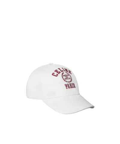 Celine Baseball Cap In Washed Cotton Gabardine In White