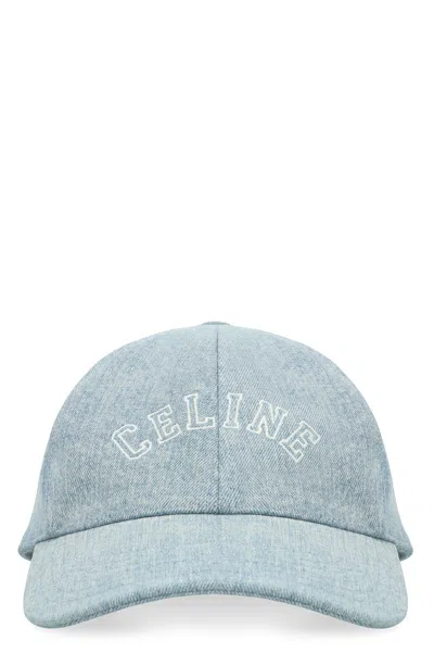 Celine Baseball Cap With Logo In Blue