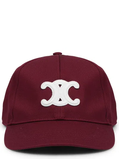 Celine Baseball Hat With Logo In Red