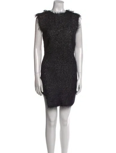 Pre-owned Celine Bateau Neckline Mini Dress In Black