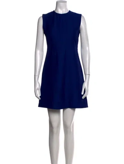 Pre-owned Celine Bateau Neckline Mini Dress In Blue