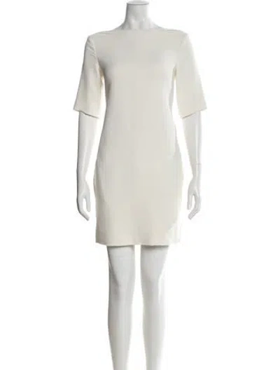 Pre-owned Celine Bateau Neckline Mini Dress In White