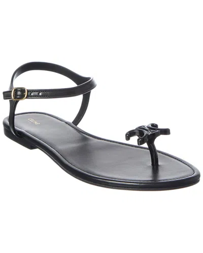 Celine Bay Leather Thong Sandal In Black