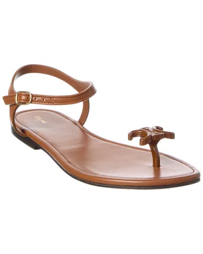 Celine Bay Leather Thong Sandal In Brown