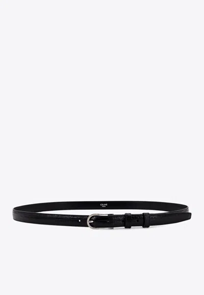 Celine Bc-18 In Lizard-embossed Leather Belt In Black
