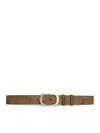 Celine Bc-21 35mm Belt In Suede Calfskin With Waxed Effect In Brown