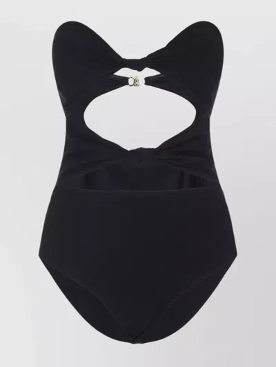 Celine Beachwear With Cut-out Design And Gold-tone Hardware In Black
