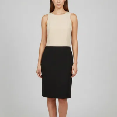 Pre-owned Celine Beige And Black Silk Open Back Midi Dress M In Sand