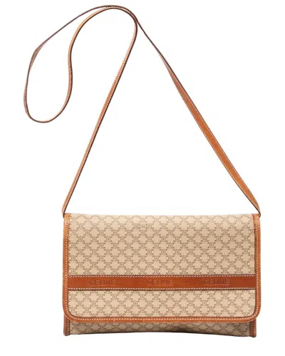 Celine Beige & Brown Macadam Coated Canvas Flap Crossbody (authentic Pre-  Loved)